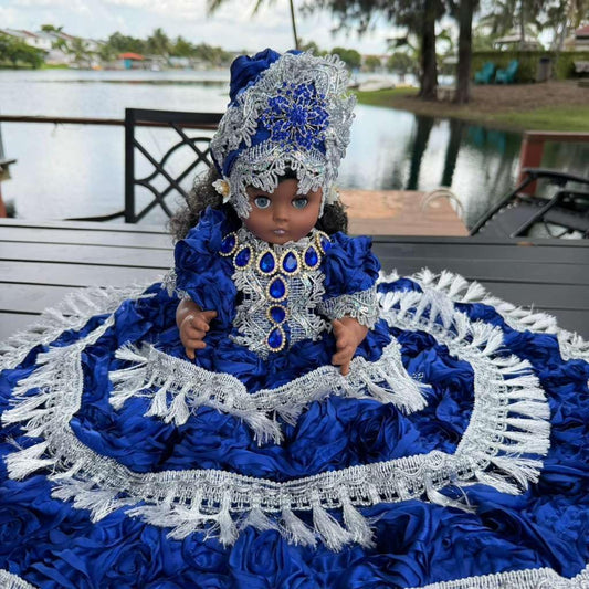 12" Royal Blue Muneca Gitana Yoruba – Spiritual Altar Decor Santeria Home Decor