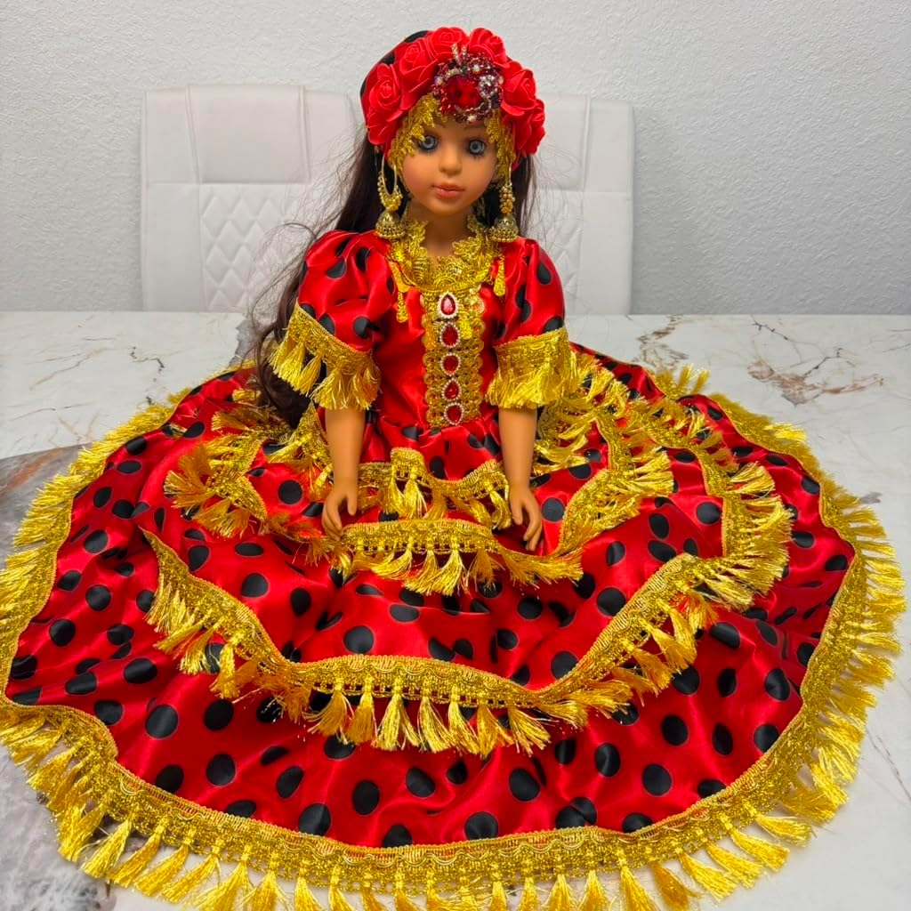 26-Inch Yoruba Gitana Spiritual Muneca, Red Santeria Altar Decor