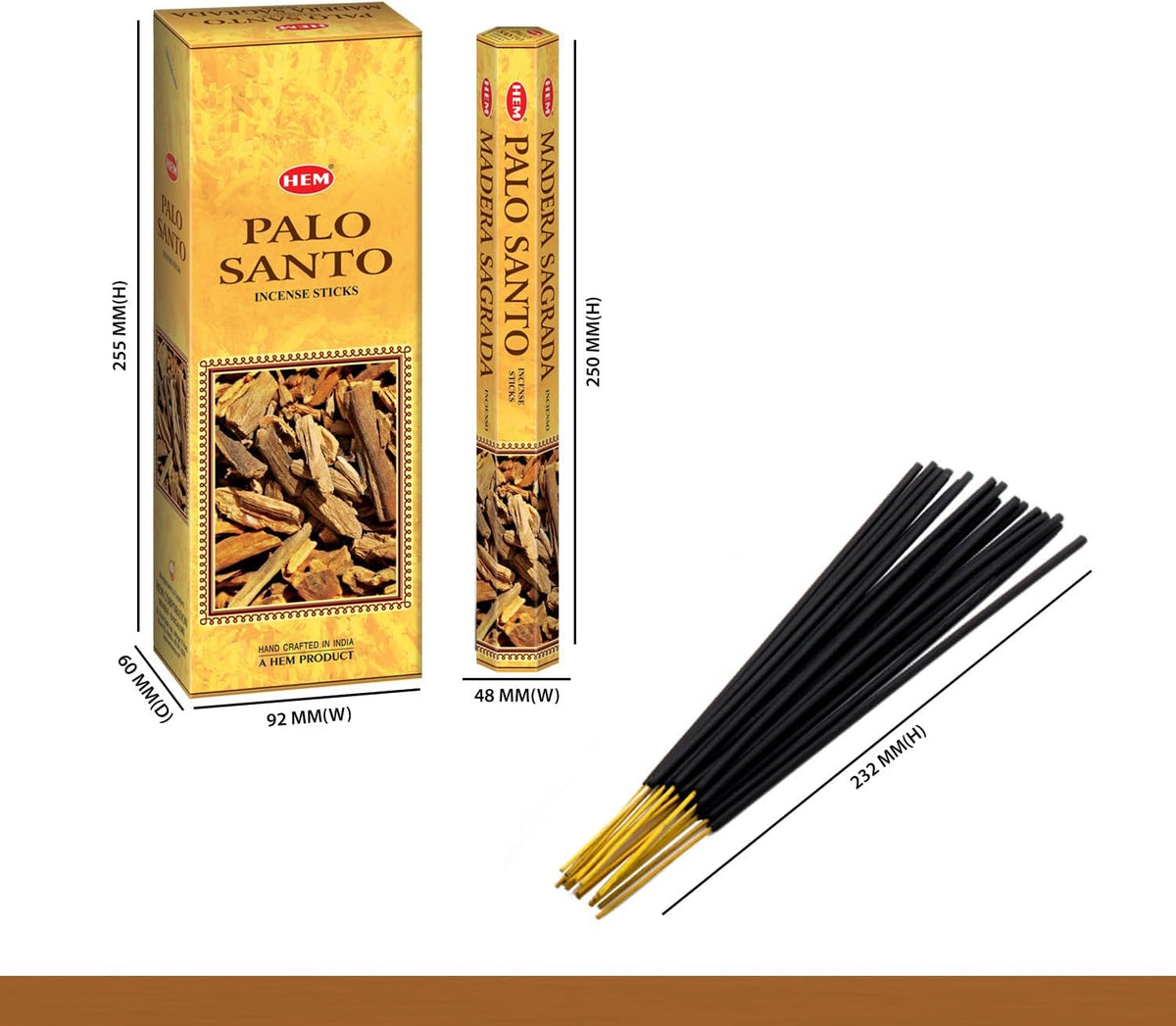 HEM Palo Santo Incense Sticks – (120 Sticks, 6 Boxes Inside) - 9 Inches Long,| Aromatherapy | Long-L