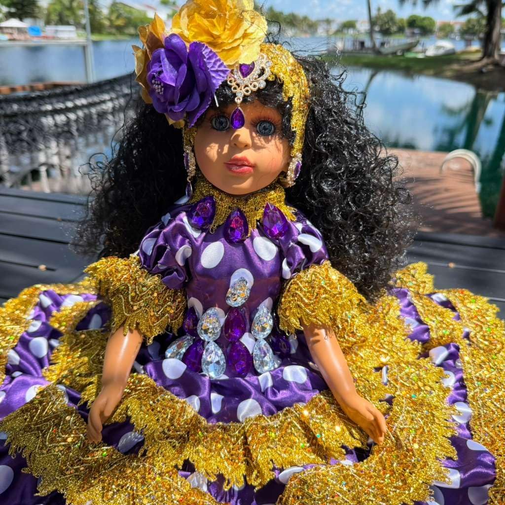 Gitana Spiritual Muneca 21 Inch Purple Gold Altar Decor