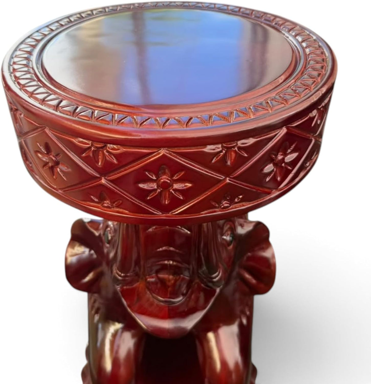 26-Inch Elephant Pilon Pedestal – Hand-Carved Wooden Spiritual Altar Stand, Decorative Elephant Tabl