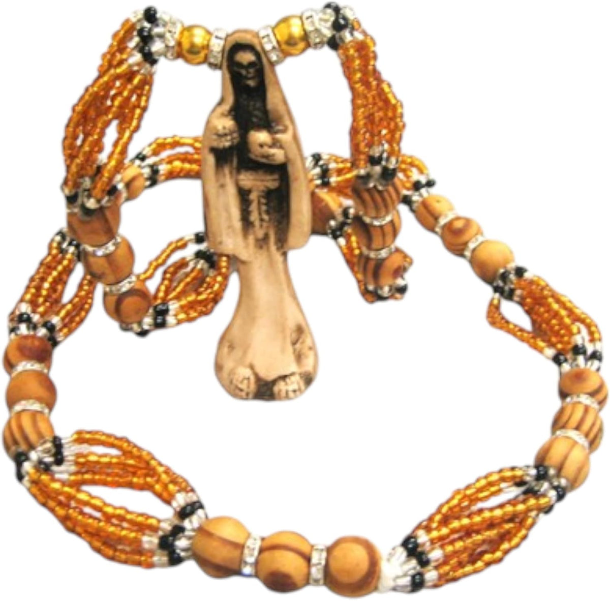Santa Muerte Necklace – Pendant, Spiritual Protection & Devotion Yellow