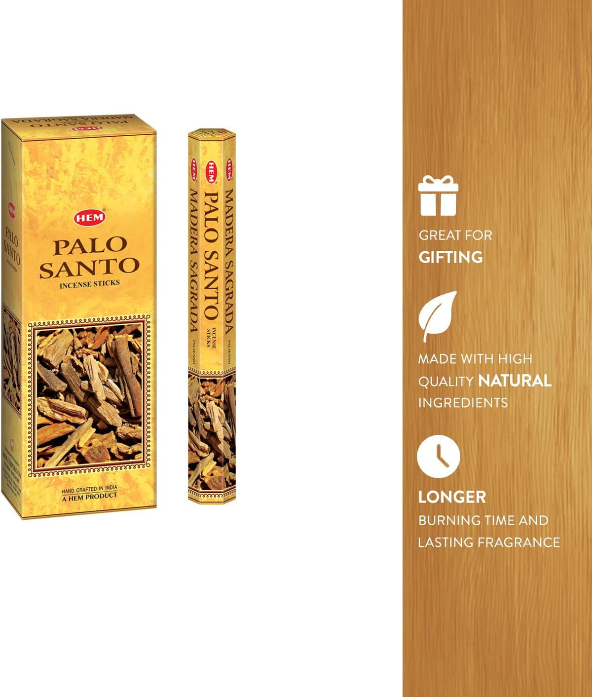 HEM Palo Santo Incense Sticks – (120 Sticks, 6 Boxes Inside) - 9 Inches Long,| Aromatherapy | Long-L