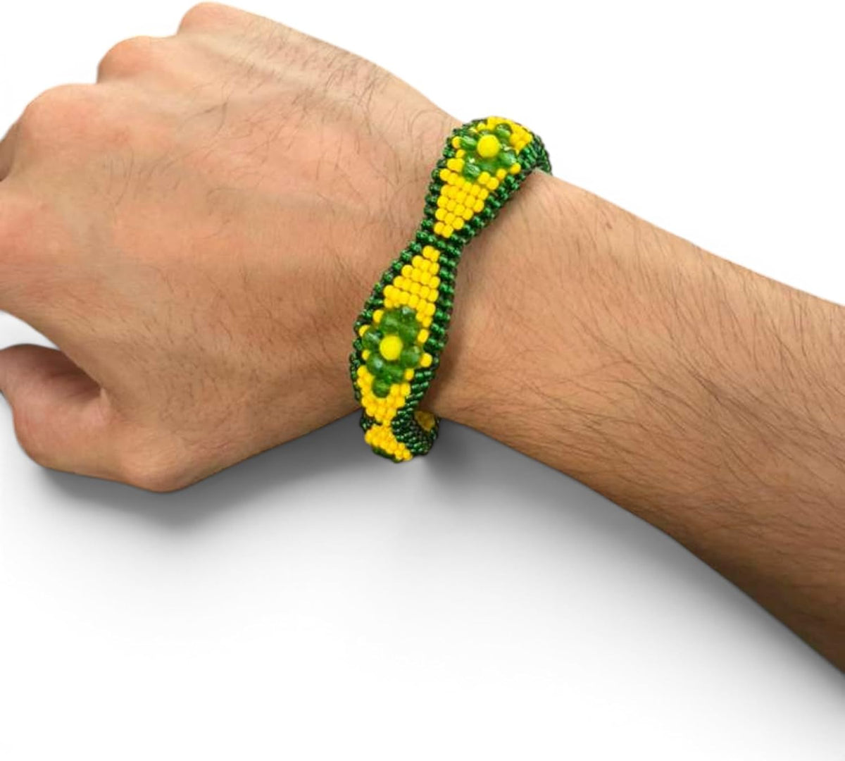 Orula Ilde Bracelet Santeria Green Yellow Beaded Bracelet Yoruba Orisha Orunmila Pulsera de Santo Re