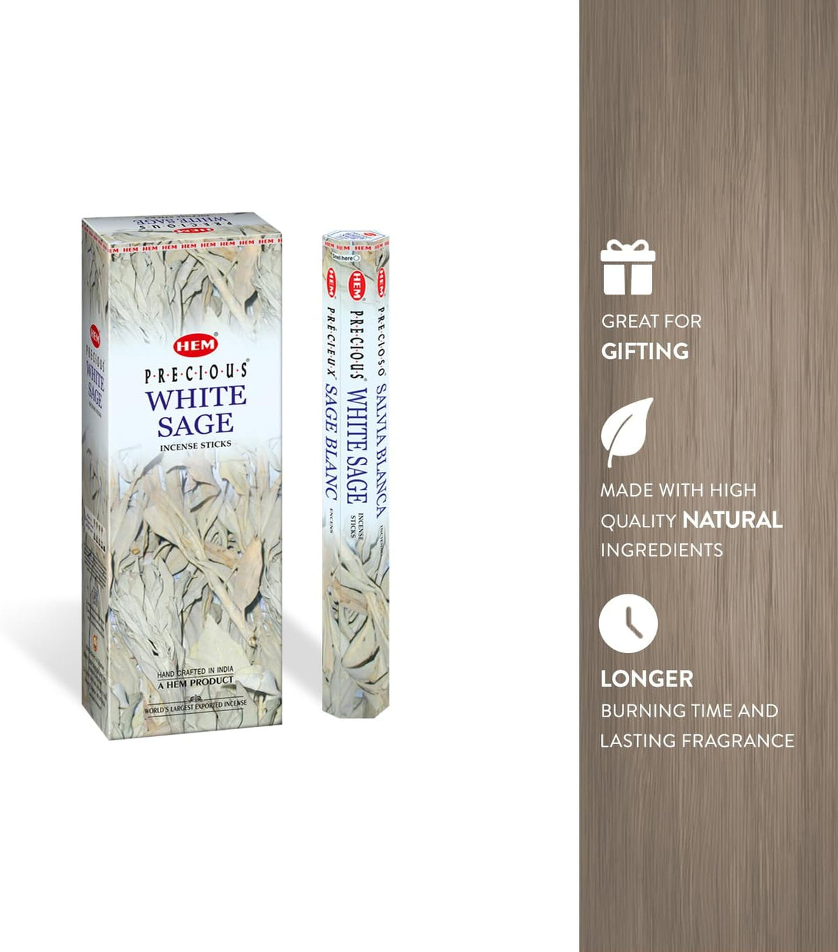HEM White Sage Incense Sticks - 100 Count | Natural Air Purifying Aromatherapy | Calming and Cleansi
