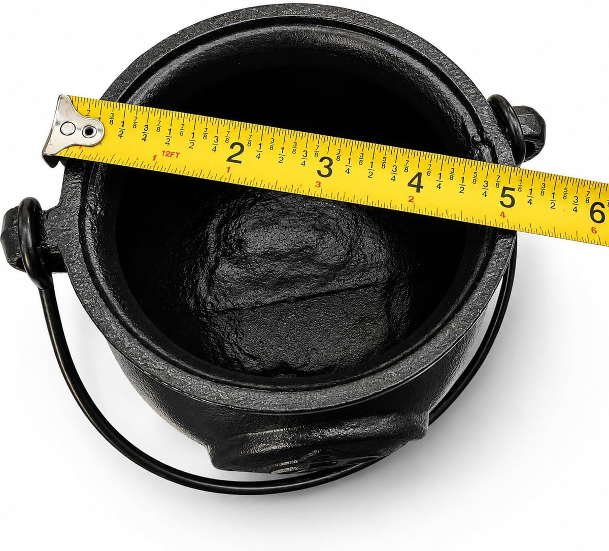 5" Cast Iron Cauldron with Lid and Handle | Ritual Cauldron for Altar, Incense, Charcoal, Herbs, Wit
