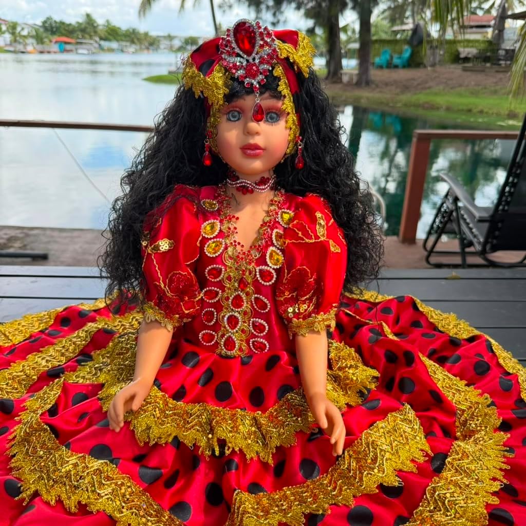 Gitana Spiritual Muneca 26 Inch Red Dress Yoruba Santeria Altar Decor
