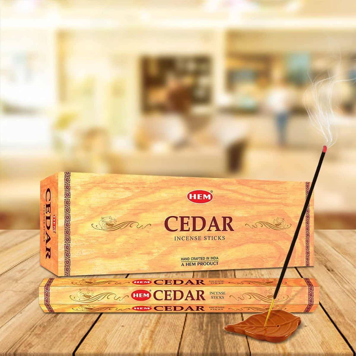 HEM Cedar Incense Sticks Pack Of 120 Count | 100% Natural, Pure House & Flower Powder | Fresh & Long