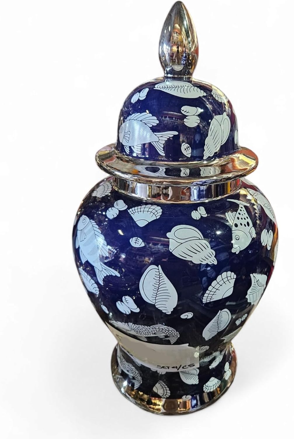 20" Porcelain Olocun Jar Potiche for Santería – Handcrafted Ritual Vase for Orisha Offering & Spirit