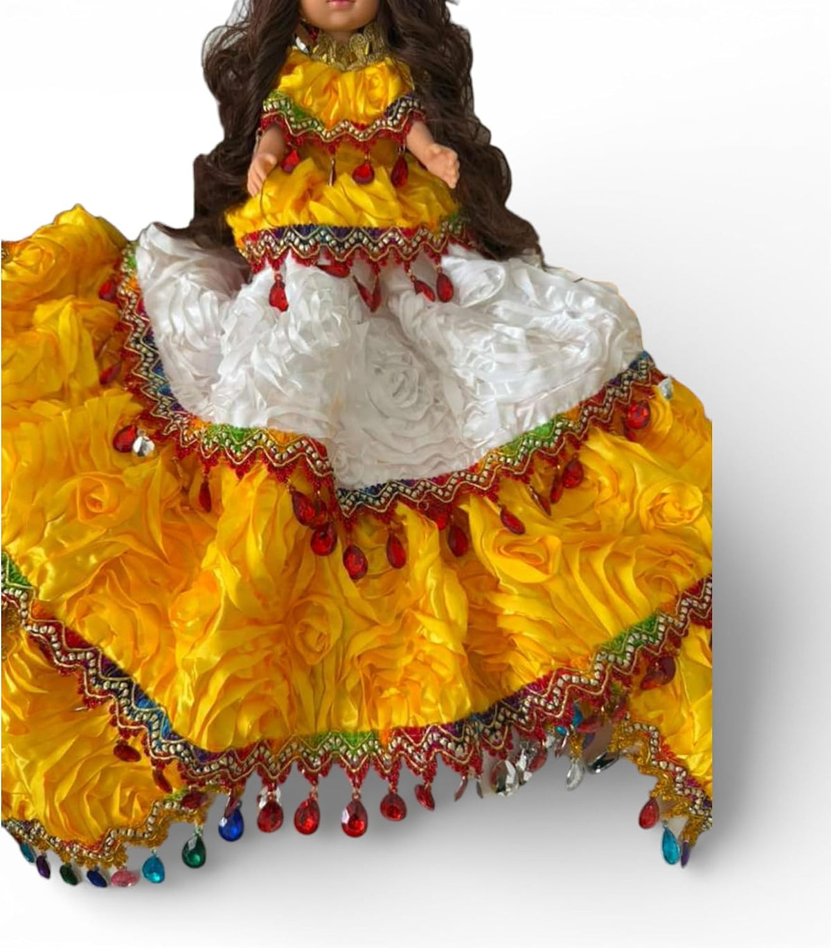 Gitana Spiritual Muneca White & Yellow Dress – Santeria Oshun Orisha Yoruba, Handmade Religious Alta