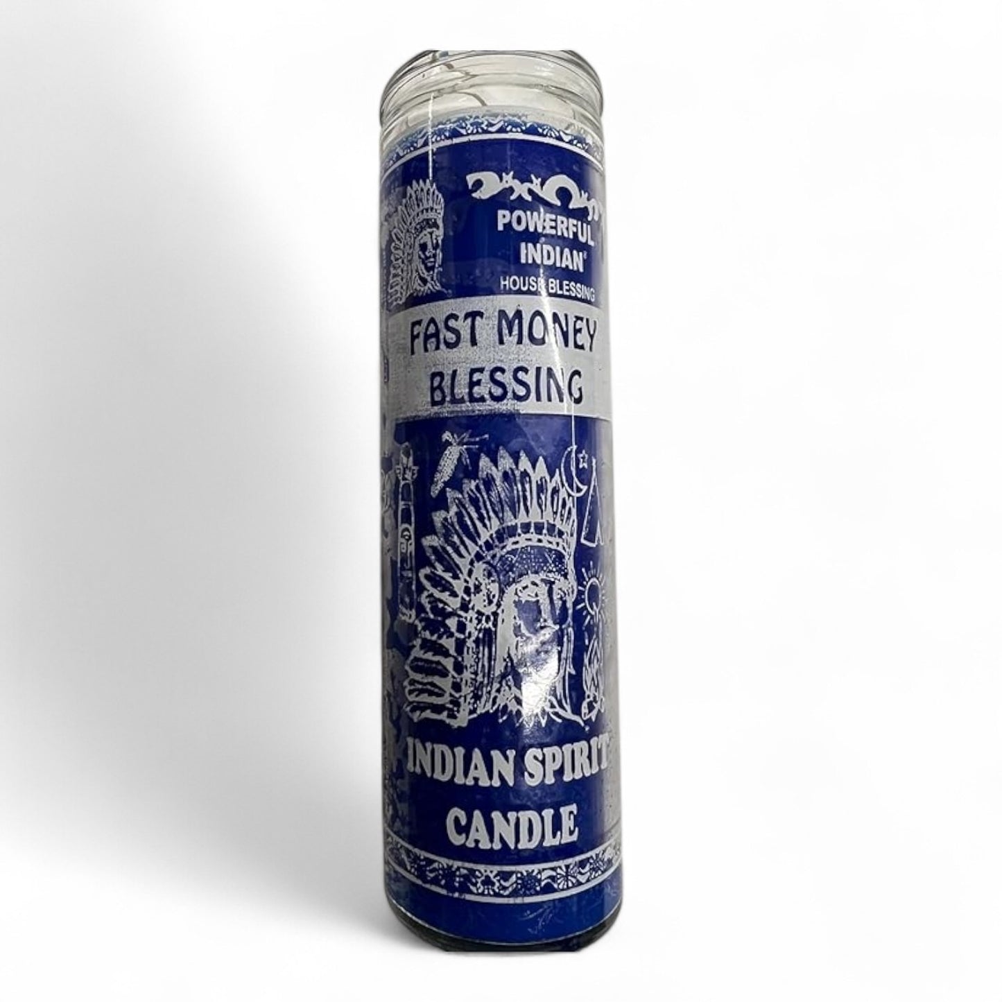 Prayer Candle 7 Day Fast Money Blessing 8" Bendición de Dinero Rápido Unscented Pillar Candle in Glass