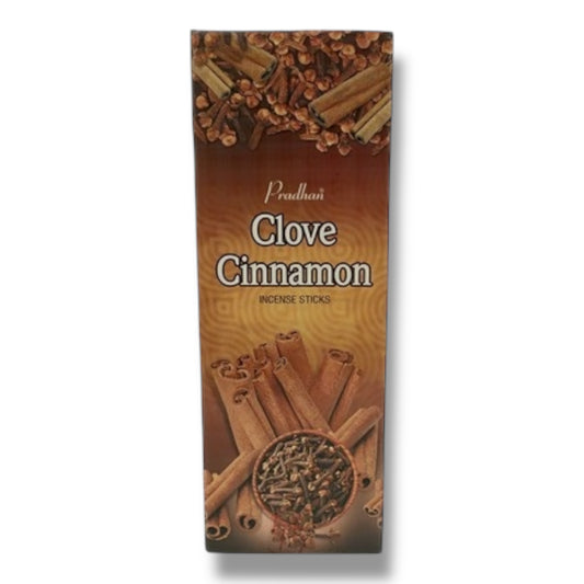 Clove Cinnamon Incense Sticks – 120 Sticks Total – 6 Hexagon Packs of 20 – Warm & Spicy Aroma, Hand-Rolled Indian Incense for Meditation, Cleansing, Relaxation – Pradhan Brand