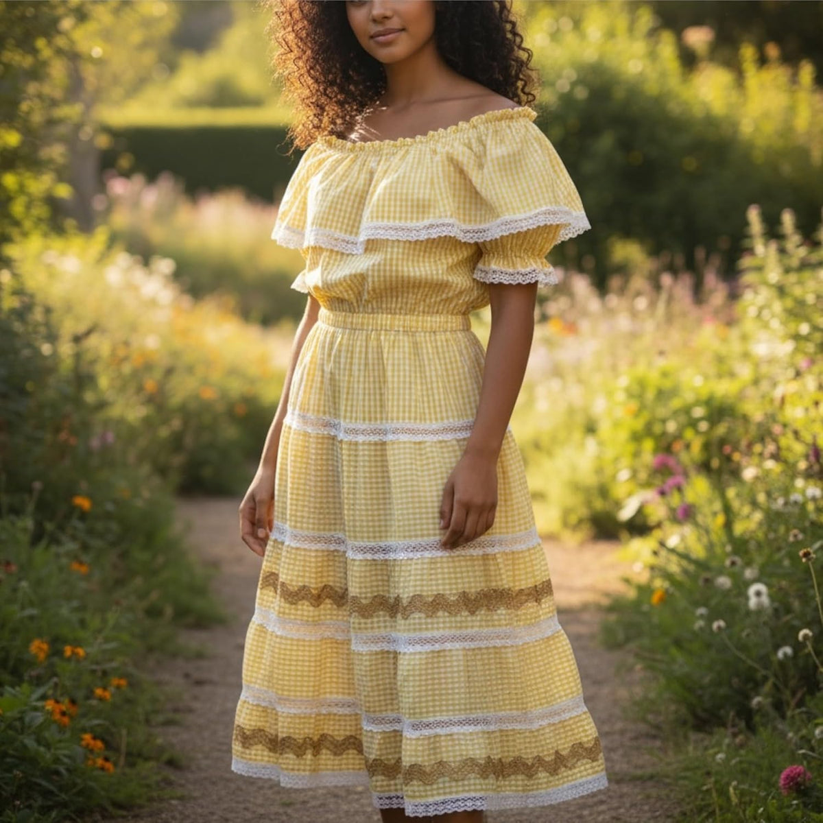 Santeria Dress with Quilla for Women | Traditional Orisha Outfit for Yemaya, Ochun, Oya & Chango | R