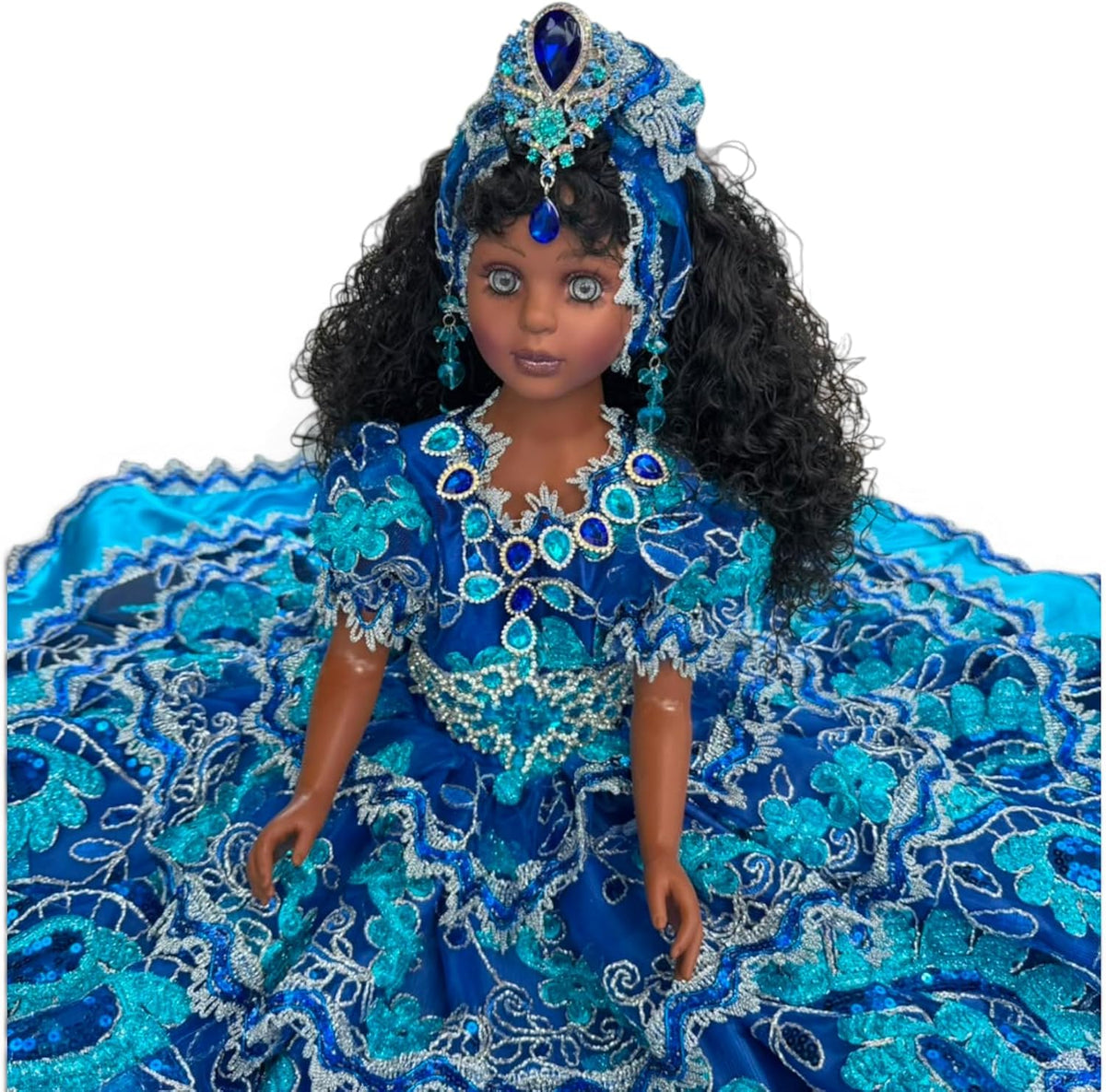 26" Inch Blue Yemaya Inspired Muneca Spiritual Altar Figure – Santeria Yoruba Religious Decor, Afro-