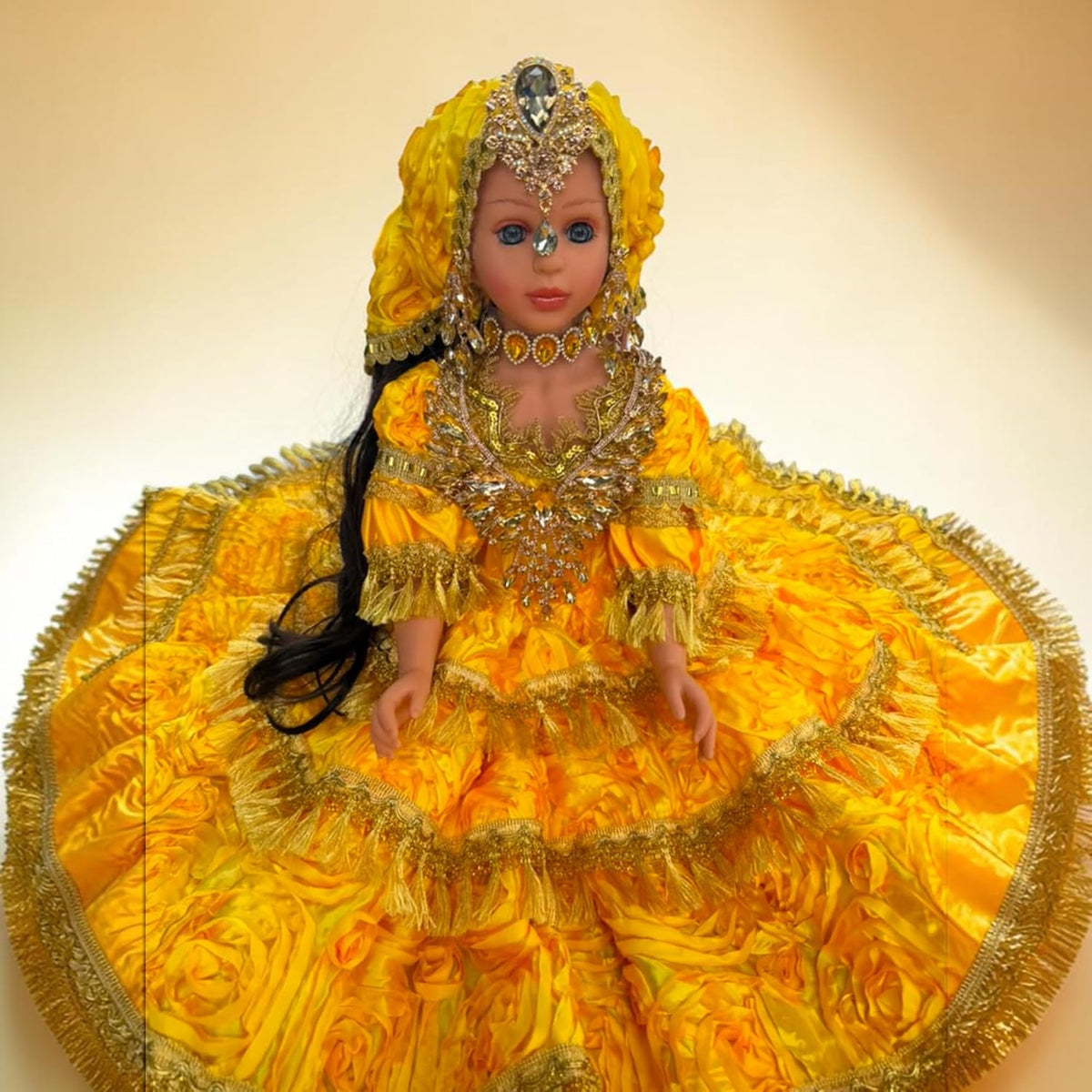 26" Yellow Gold Muneca Gitana Spiritual Altar Figure | Santeria Yoruba Religious Decor for Orisha Al