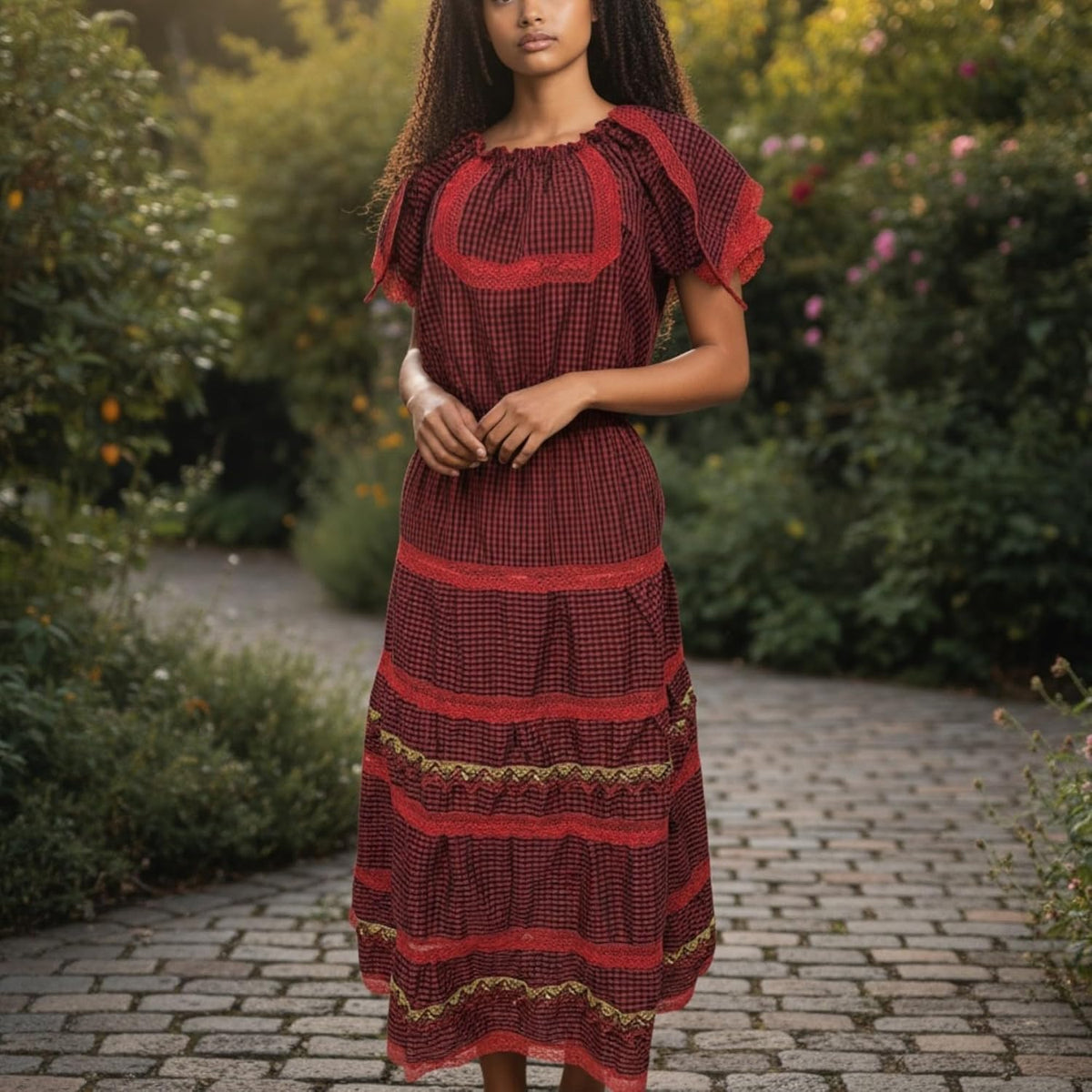 Santeria Dress with Quilla for Women | Traditional Orisha Outfit for Yemaya, Ochun, Oya & Chango | R