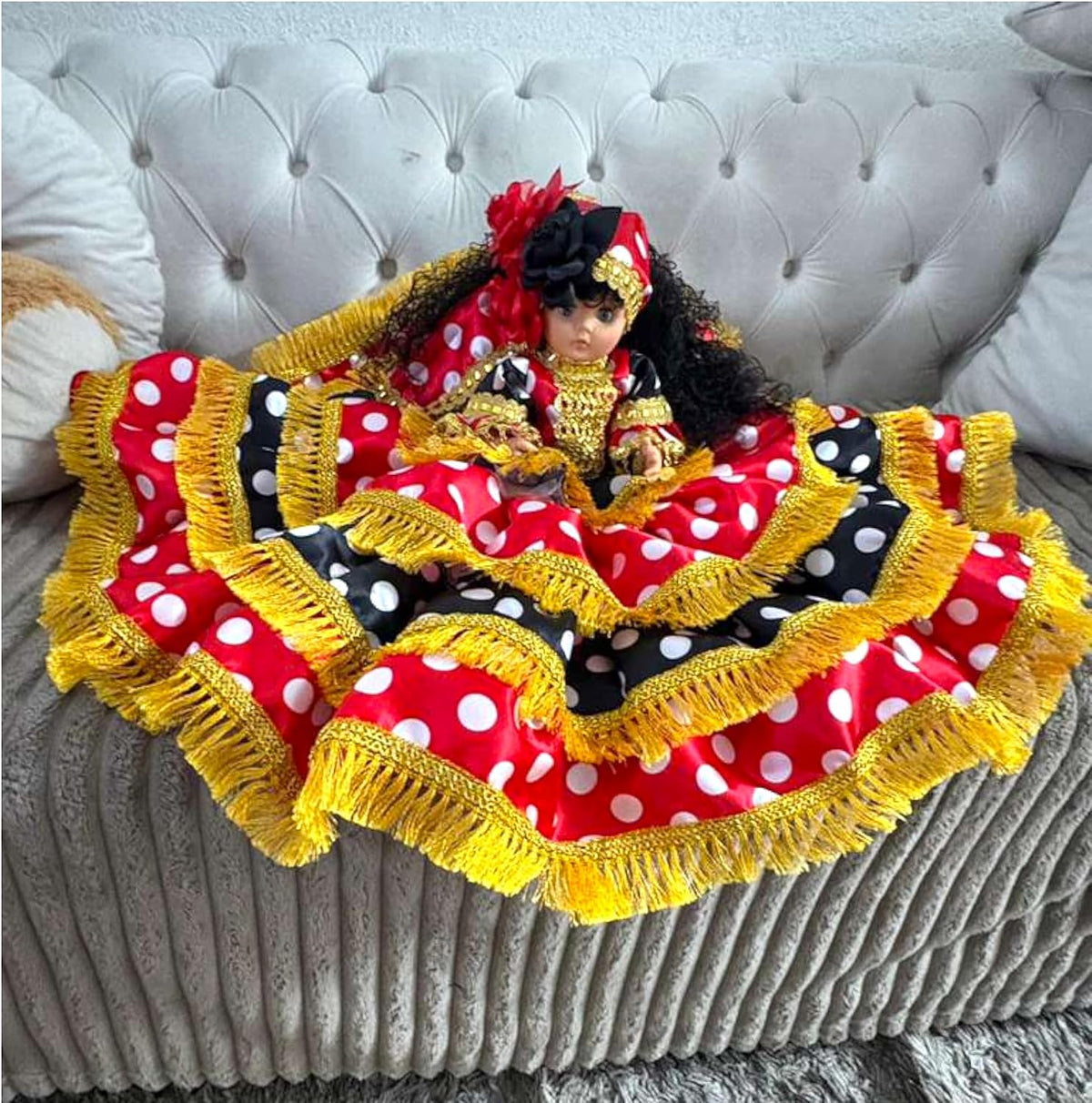 Gitana Muneca Spiritual Doll – Red Black Handmade Yoruba Orisha Inspired Ritual Doll for Protection,