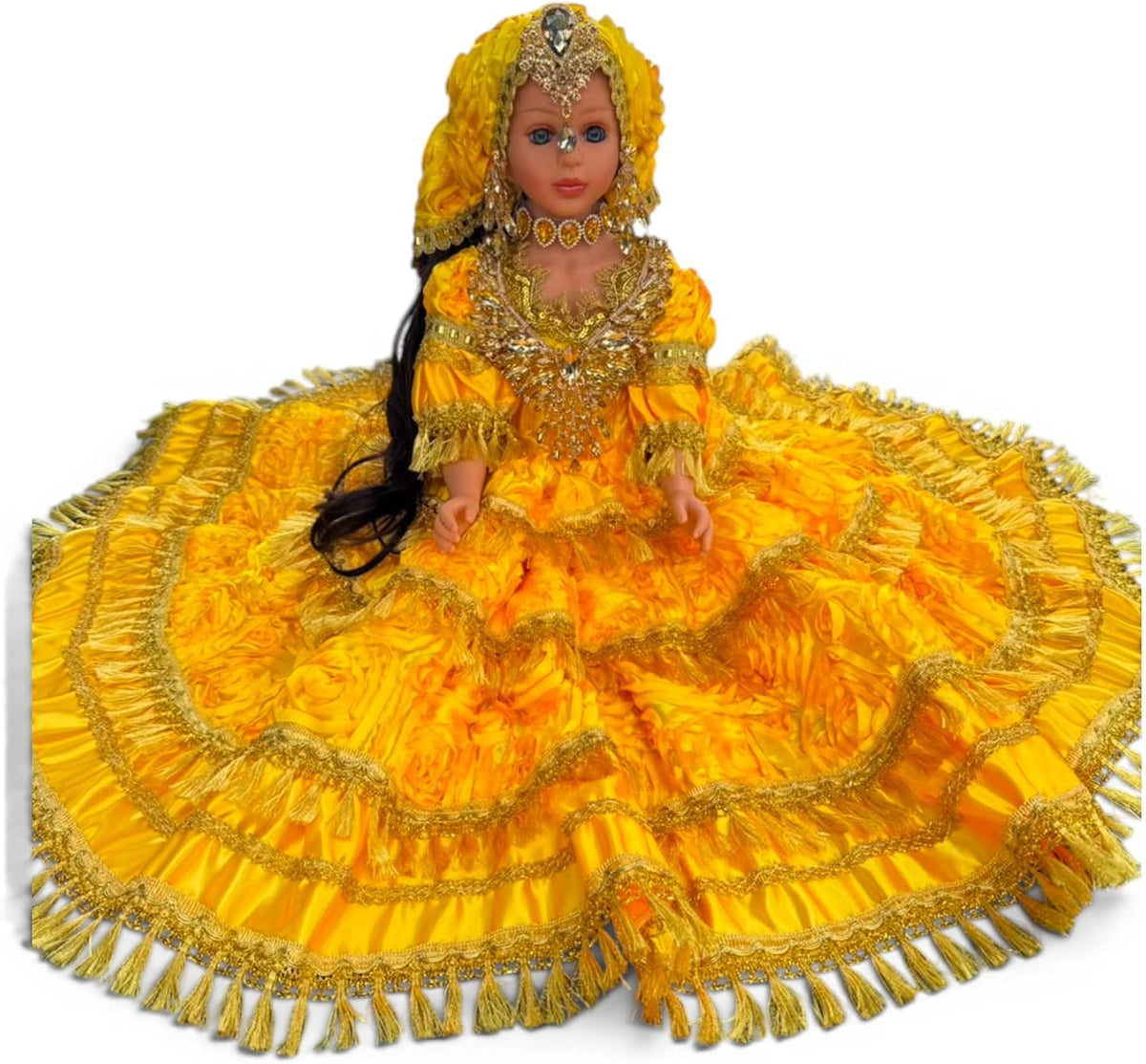 26" Yellow Gold Muneca Gitana Spiritual Altar Figure | Santeria Yoruba Religious Decor for Orisha Al