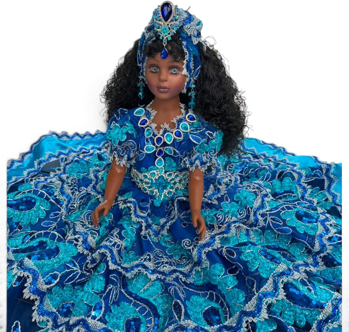 26" Inch Blue Yemaya Inspired Muneca Spiritual Altar Figure – Santeria Yoruba Religious Decor, Afro-