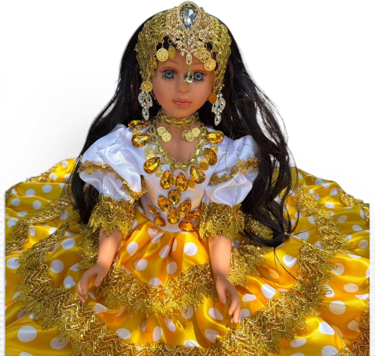 26" Yellow Gitana Muneca Spiritual Figure for Yoruba Santeria Altar Oshun