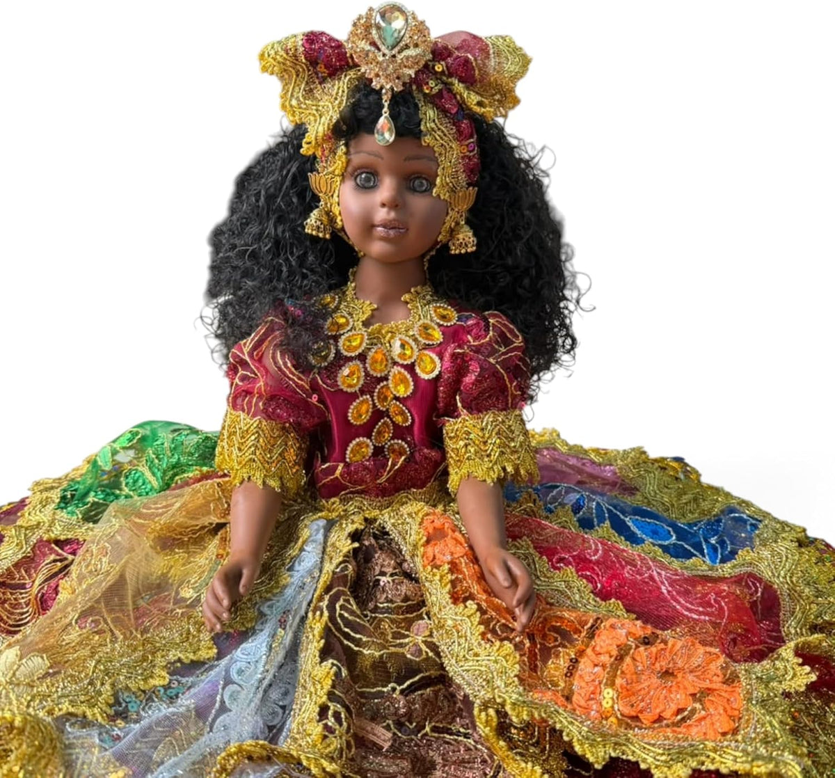 26-Inch OYA Inspired Yoruba Spiritual Altar Doll – Multicolor Santeria Style Ceremonial Figure