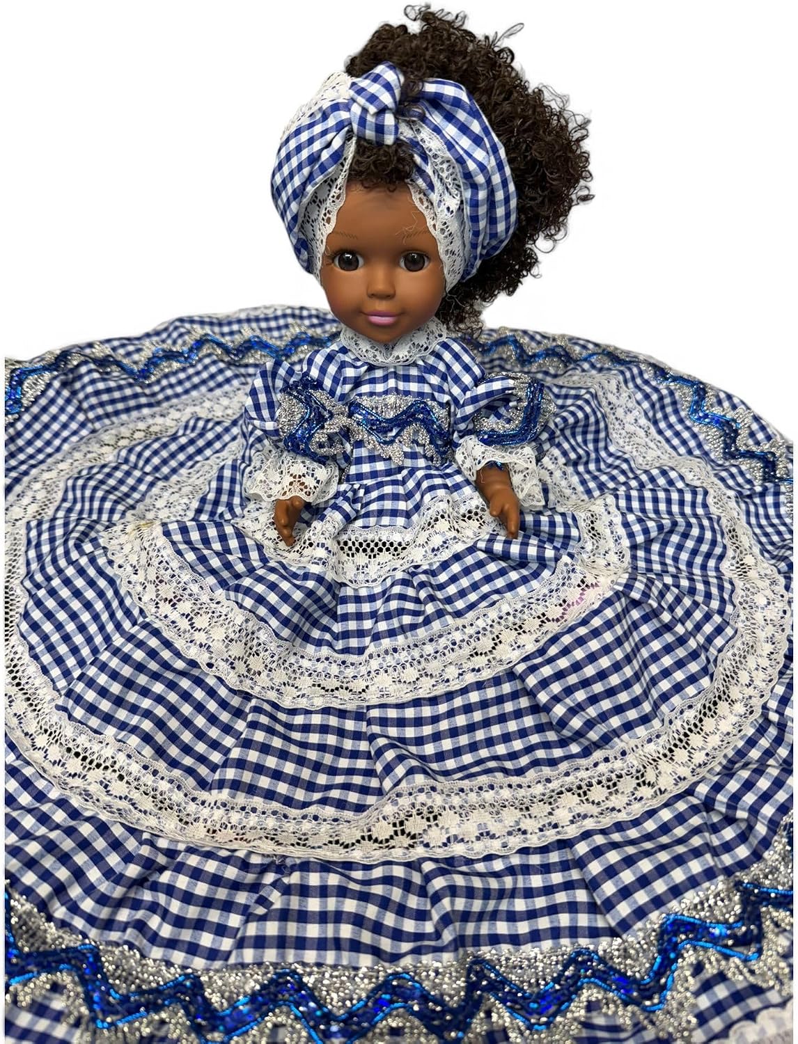 Ginga Spiritual Doll Handmade - Blue and White Religious Doll, Spiritual Altar Decor, Faith Inspired