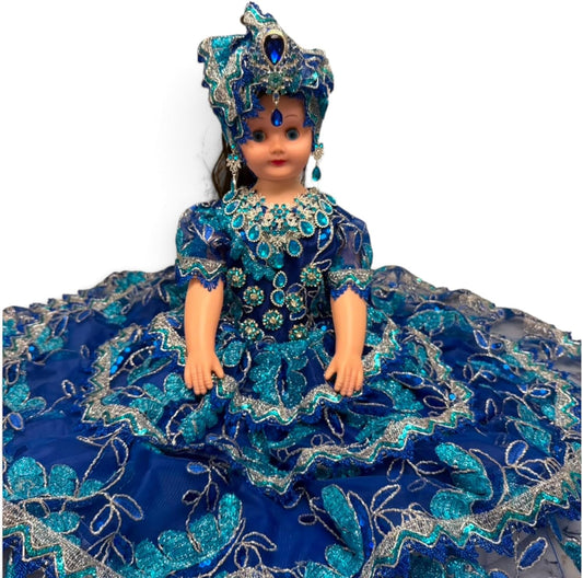 26 Inch Yoruba Gitana Muneca for Santeria, Blue Spiritual Altar Decor Figure