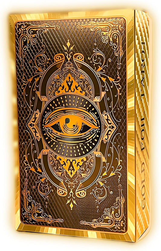 Spanish and English Golden Foil Tarot Deck with Guidebook - 78 PVC Spiritual Cards Waterproof Wrinkle Resistant