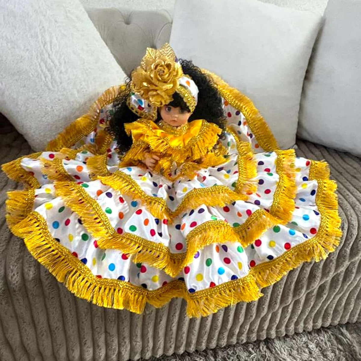 Gitana Muneca Spiritual – Yellow Handmade Yoruba Orisha Inspired Ritual for Protection, Luck & Energ