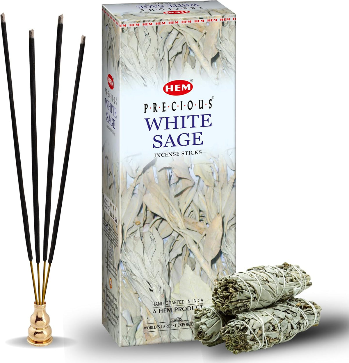 HEM White Sage Incense Sticks - 100 Count | Natural Air Purifying Aromatherapy | Calming and Cleansi