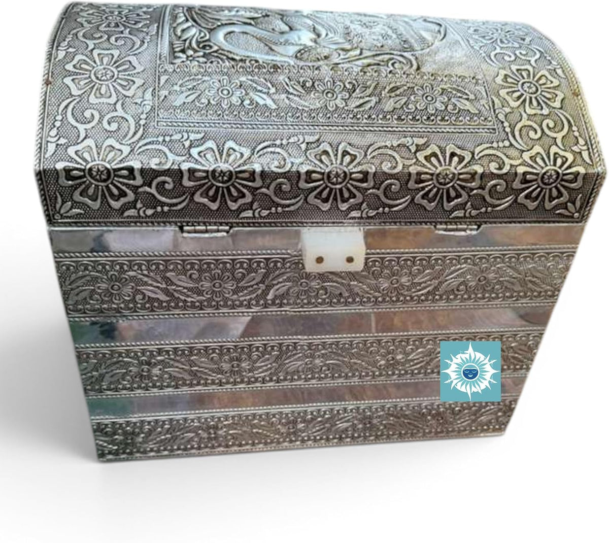Oduduwa Chest Cofre de Odua Silver Orisha Box for Santeria Ifa Altar, ODDUA Tools Storage, Yoruba Re