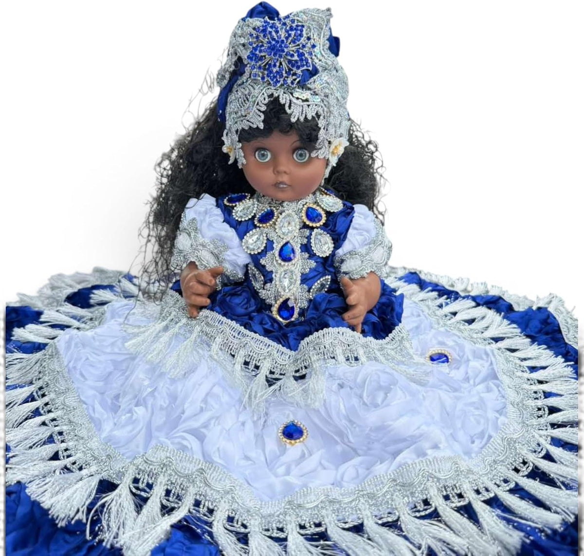 12" Blue & White Muneca Gitana Yoruba – Spiritual Altar Decor Santeria