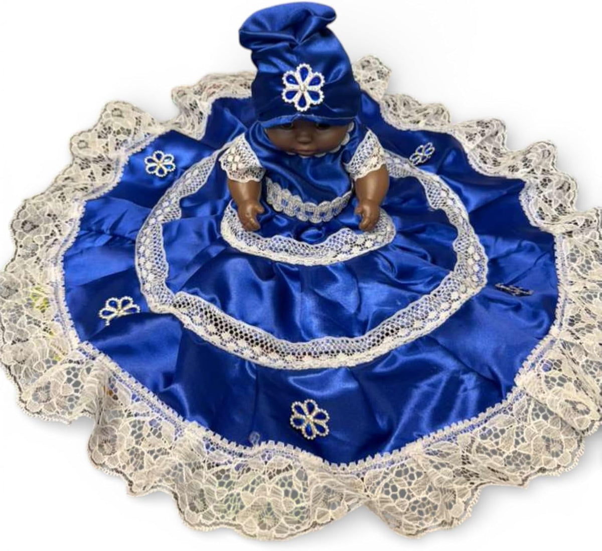 Blue Conga Dress Diosa del Mar Muneca – Santeria Orisha Statue, Yoruba Spiritual Decor, African Reli