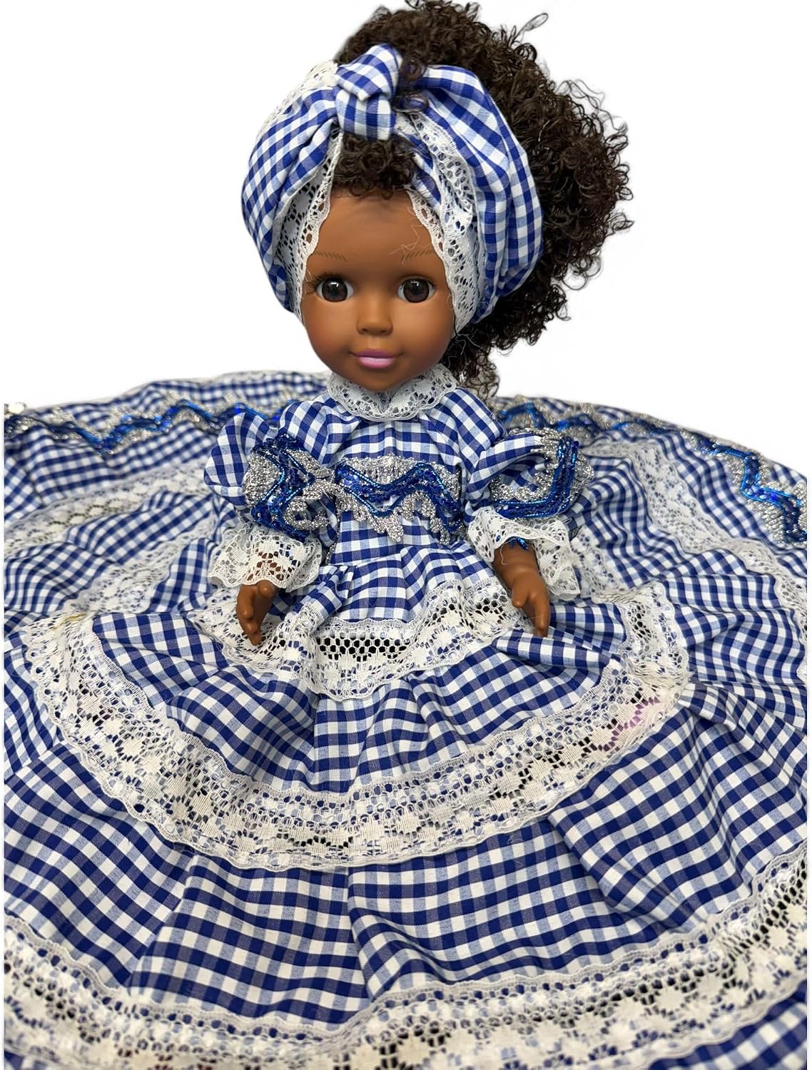 Ginga Spiritual Doll Handmade - Blue and White Religious Doll, Spiritual Altar Decor, Faith Inspired