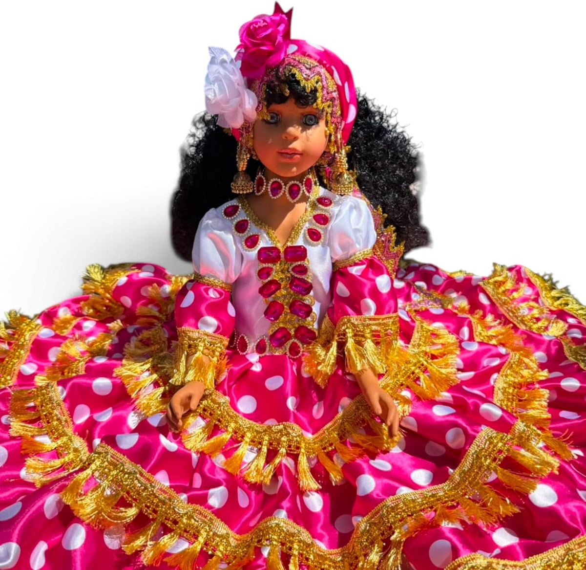 26" Pink Gitana Muneca Inspired by Obba – Spiritual Yoruba-Style Altar Figure