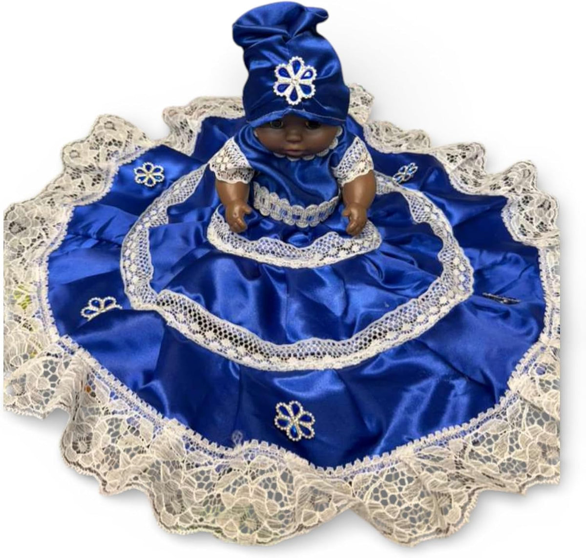 Blue Conga Dress Diosa del Mar Muneca – Santeria Orisha Statue, Yoruba Spiritual Decor, African Reli