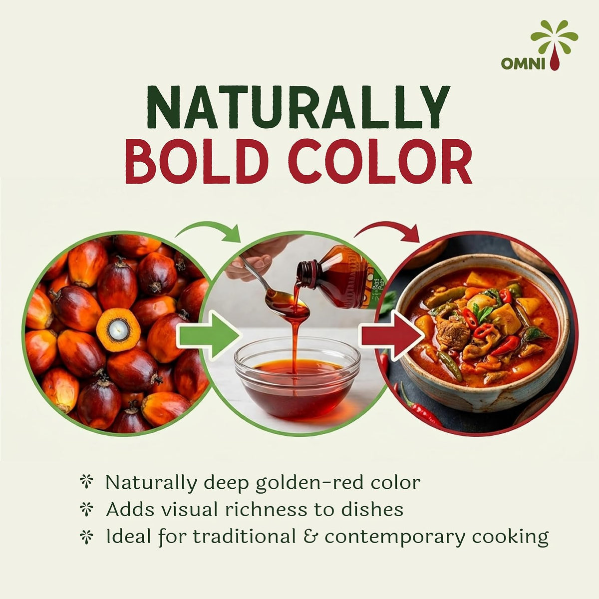 Omni Red Palm Oil 500ml (16.9 fl oz) – Authentic Red Palm Oil – Unrefined, Rich Color & Traditional 