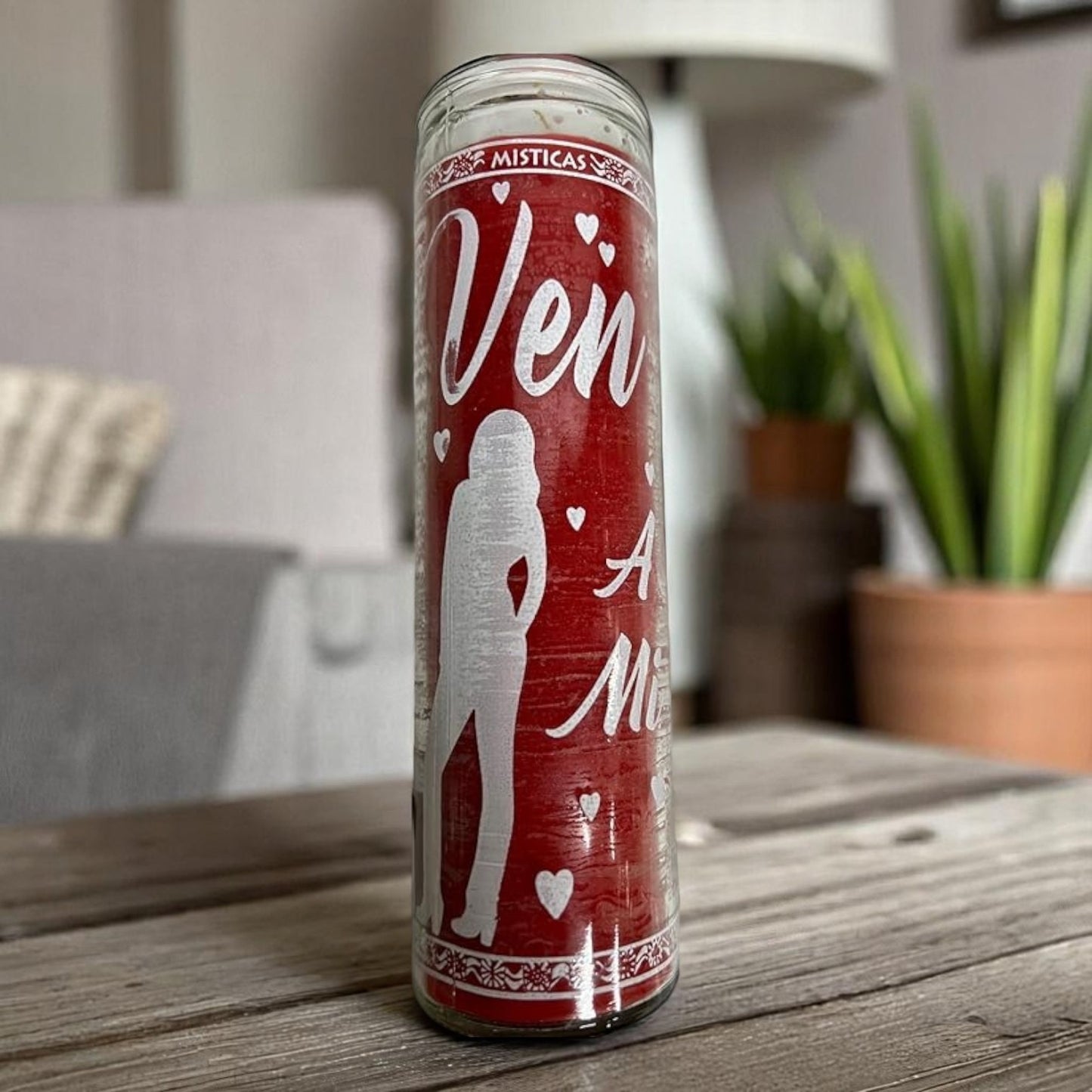 Prayer Candle 7 Day Come to me 8" Ven a Mi Unscented Pillar Candle in Glass
