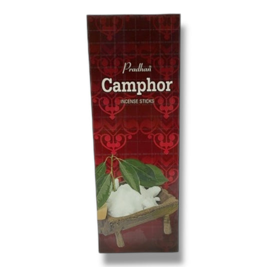Camphor Incense Sticks – 120 Sticks Total – 6 Hexagon Packs of 20 – Purifying Menthol Aroma, Hand-Rolled Indian Incense for Spiritual Cleansing, Meditation & Energy Clearing – Pradhan Brand