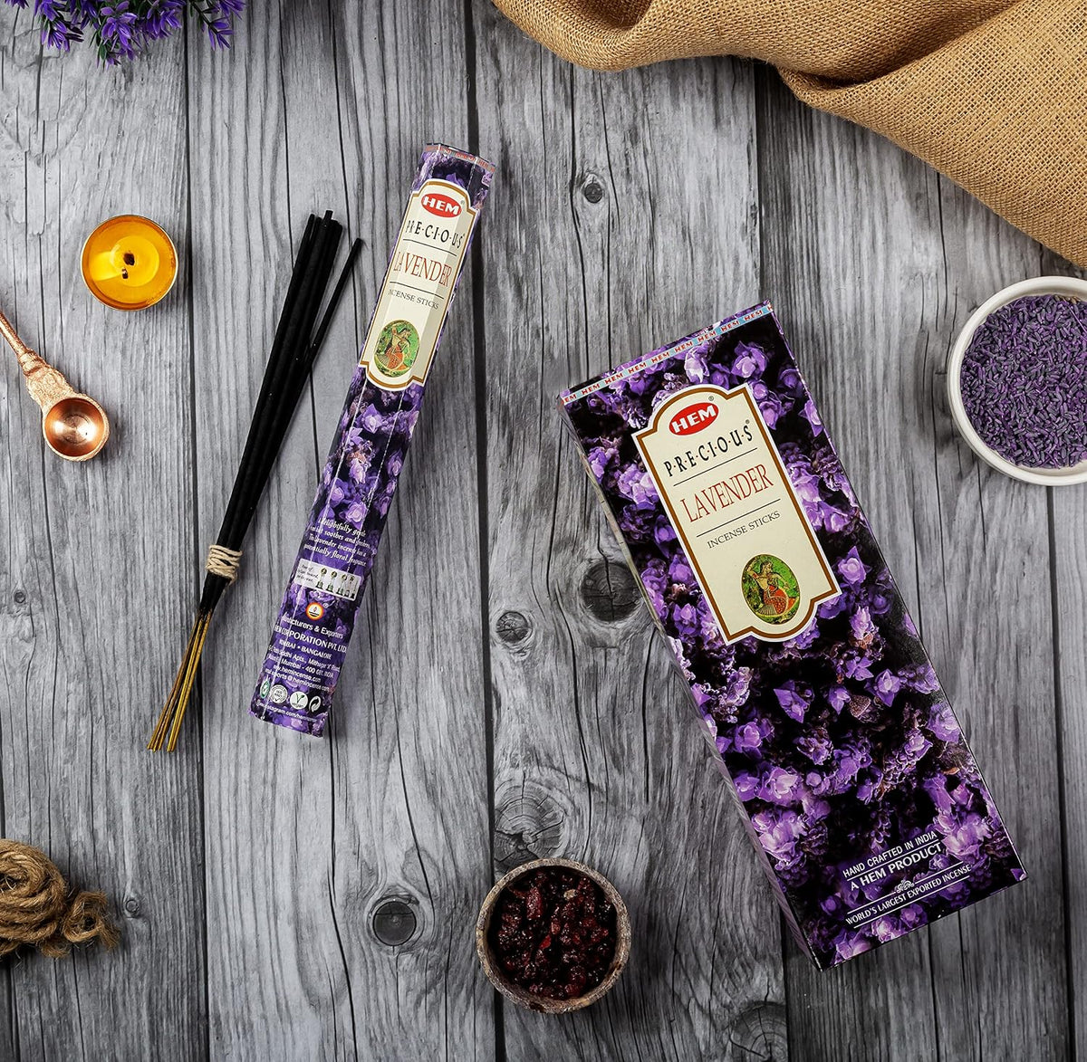 HEM Lavender Incense Sticks – Pack of 120 | Hand-Rolled in India | Soothing Floral Aroma for Relaxat