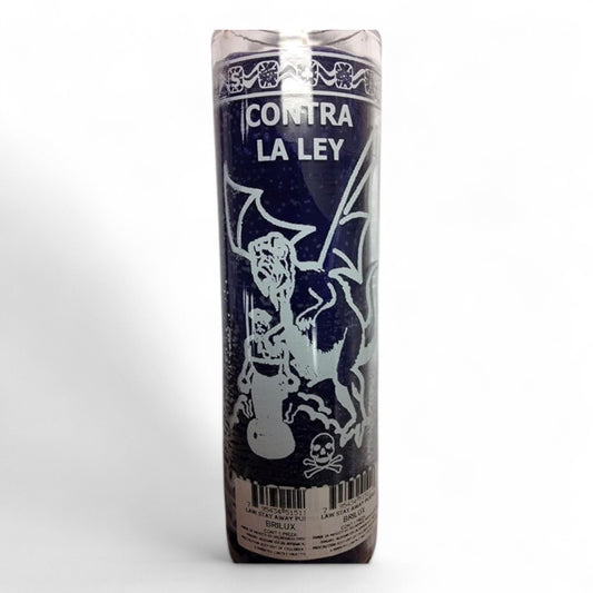 Prayer Candle 7 Day Against The Law 8" Vela Contra la Ley Unscented Pillar Candle in Glass