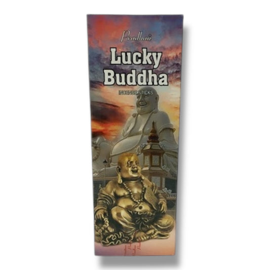 Lucky Buddha Incense Sticks – 120 Sticks Total – 6 Hexagon Packs of 20 – Uplifting & Spiritual Aroma, Hand-Rolled Indian Incense for Good Luck, Meditation & Positive Energy – Pradhan Brand