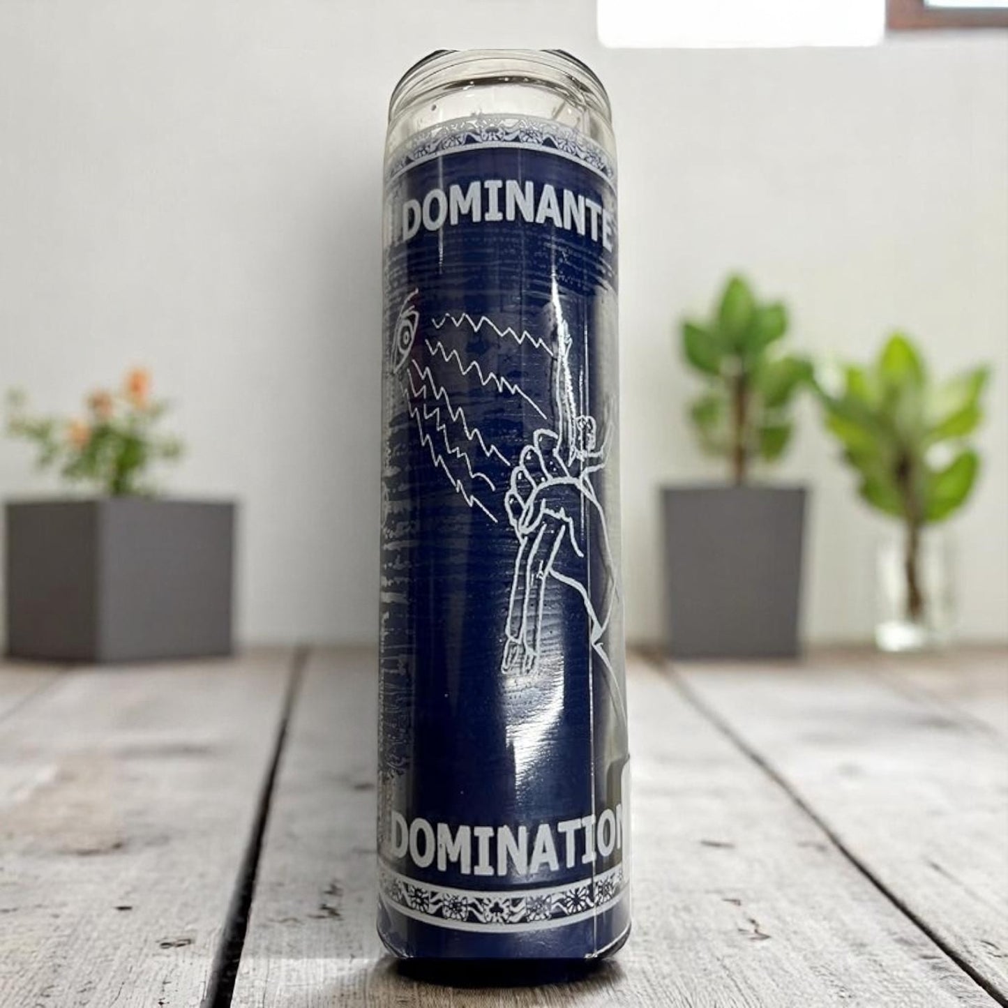 Prayer Candle 7 Day Domination 8" Dominante Unscented Pillar Candle in Glass