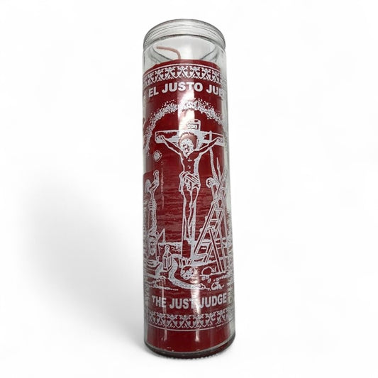 Prayer Candle 7 Day The Just Judge 8" Vela de Juicio Unscented Pillar Candle in Glass