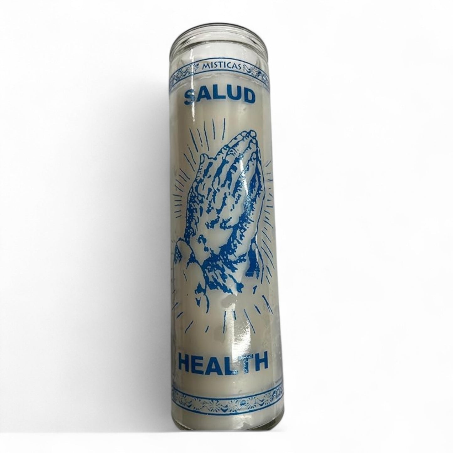 Prayer Candle 7 Day Health 8" Vela de Salud Unscented Pillar Candle in Glass