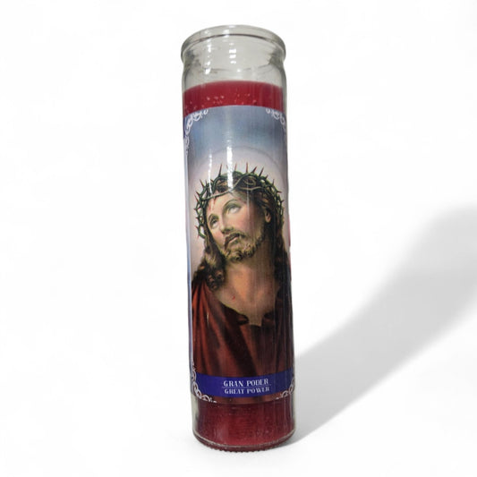 Prayer Candle 7 Day Great Power 8" Vela Gran Poder Unscented Pillar Candle in Glass