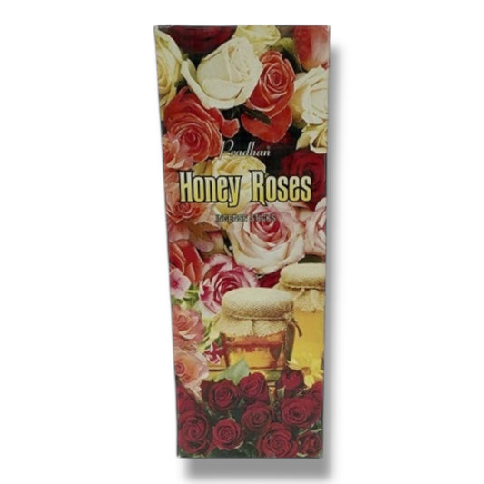 Honey Roses Incense Sticks – 120 Sticks Total – 6 Hexagon Packs of 20 – Sweet Floral Aroma, Hand-Rolled Indian Incense for Meditation, Love, Relaxation & Spiritual Cleansing – Pradhan Brand