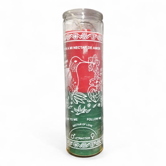 Prayer Candle 7 Day Néctar of Love 8" Vela de Ven a mi Néctar de Amor Unscented Pillar Candle in Glass