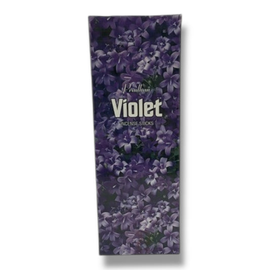 Violet Incense Sticks – 120 Sticks Total – 6 Hexagon Packs of 20 – Calming Floral Aroma, Hand-Rolled Indian Incense for Meditation, Spiritual Balance, Relaxation – Pradhan Brand